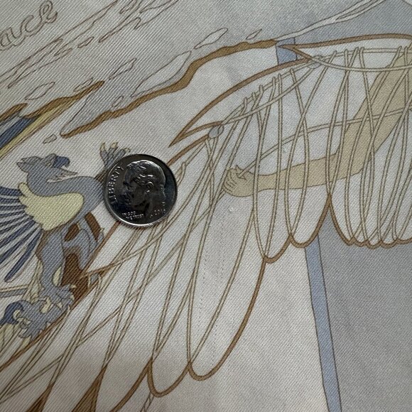 HERMES Vintage Face au Large Margiela Blue Ivory Silk Blouse FR48 Women XL 16 18 - Picture 12 of 16